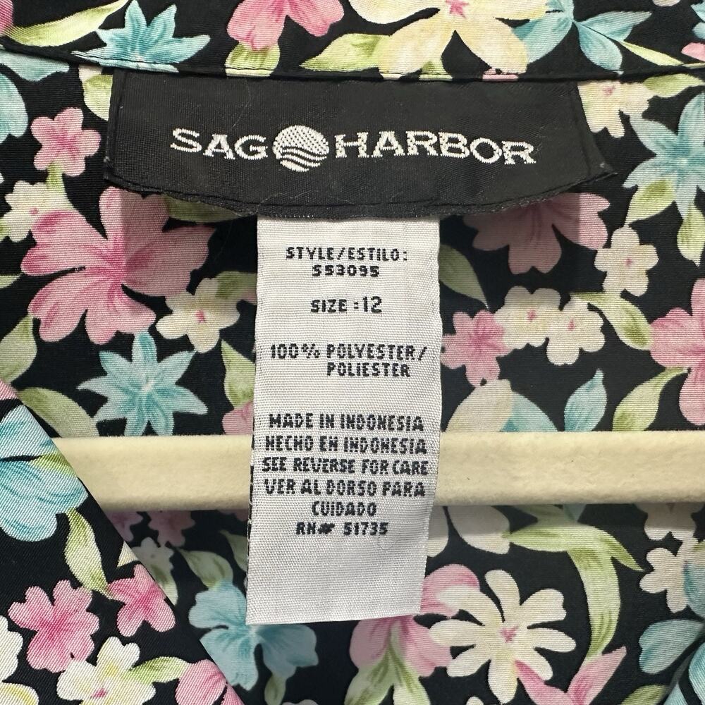 Sag Harbor Women Pastel Floral Short‎ Sleeve Button-Up Shirt Size 12 - Picture 3 of 6